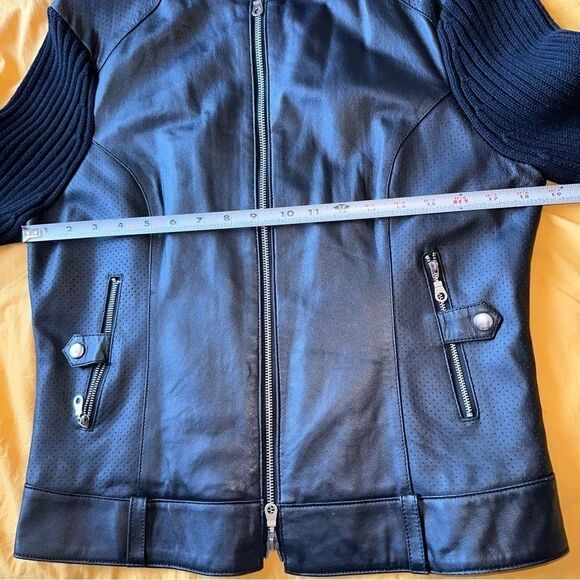 Maurice Sassoon,black cotton/leather zip sweater, size large - Picture 15 of 15